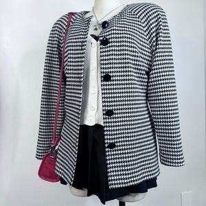 Vintage Houndstooth Blazer Academia Preppy 80s 90s Jacket Preppy Medium,